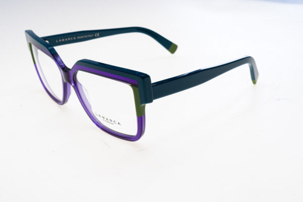 Lamarca Montature vista FUSIONI 155 140-53-15 - Montatura da vista donna della collezione Fusioni di Lamarca, misura 54‑16‑140 mm, realizzata in acetato multistrato artigianale con finitura curata e design elegante.